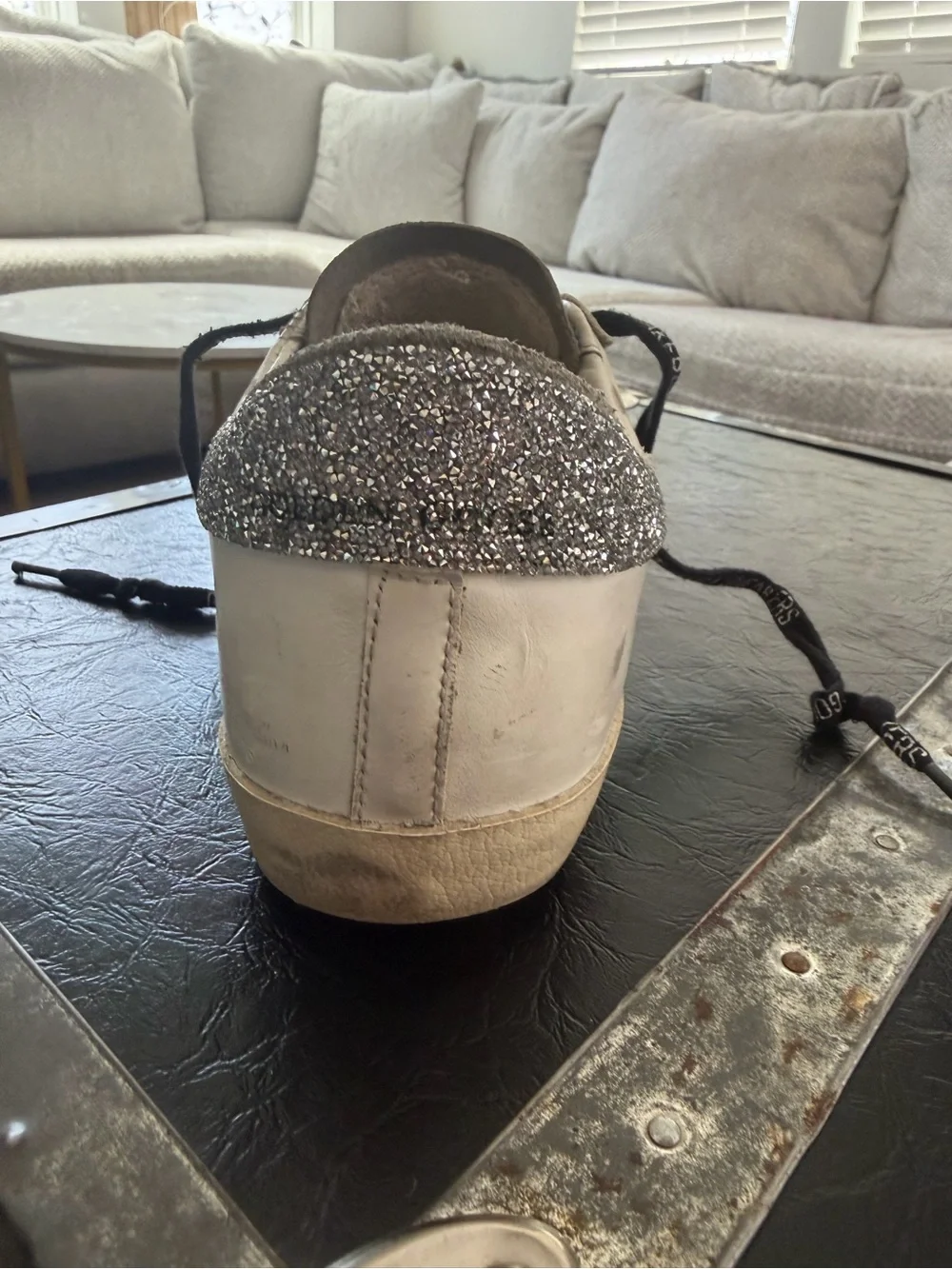 Golden Goose White Leather Super-Star Sneaker with Swarovski Crystal